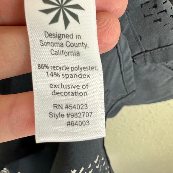 Athleta Black Lightweight Strappy Racerback Eyelet Hem Athletic Tank Top Size L - Picture 5 of 6